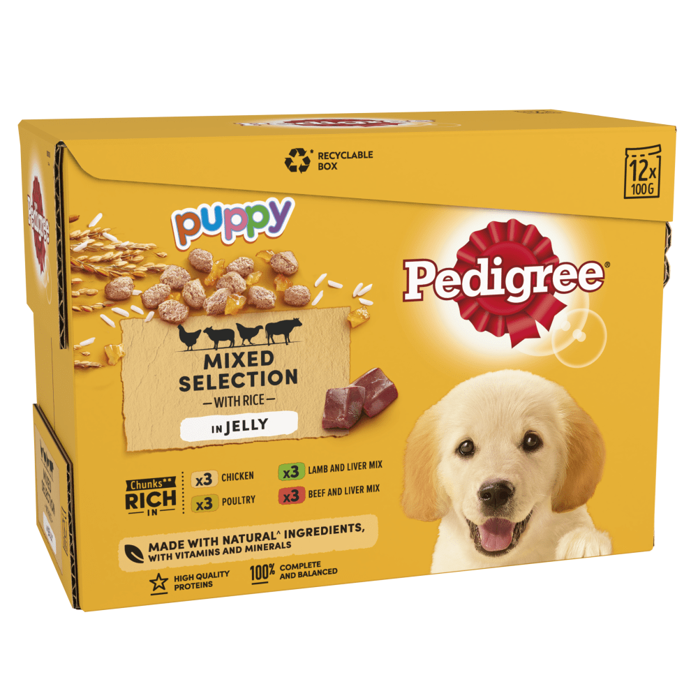 PEDIGREE® Puppy Mixed Selection with Rice in Jelly Wet Food Pouches 12 x 100g