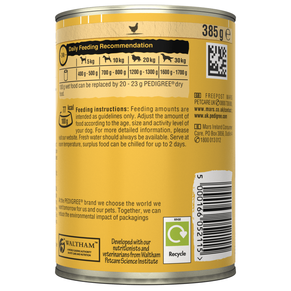 PEDIGREE® Adult Wet Dog Food Tin with Chicken in Jelly 385g
