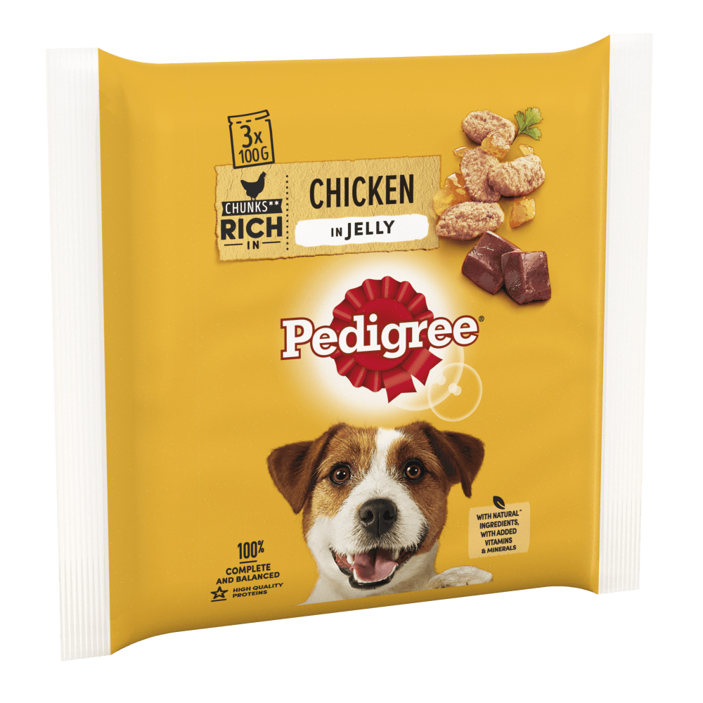 PEDIGREE® Adult Wet Dog Food Pouches with Chicken in Jelly 3 x 100g