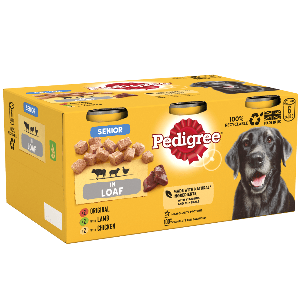 PEDIGREE® Senior Wet Dog Food Tins Selection in Loaf 6 x 400g