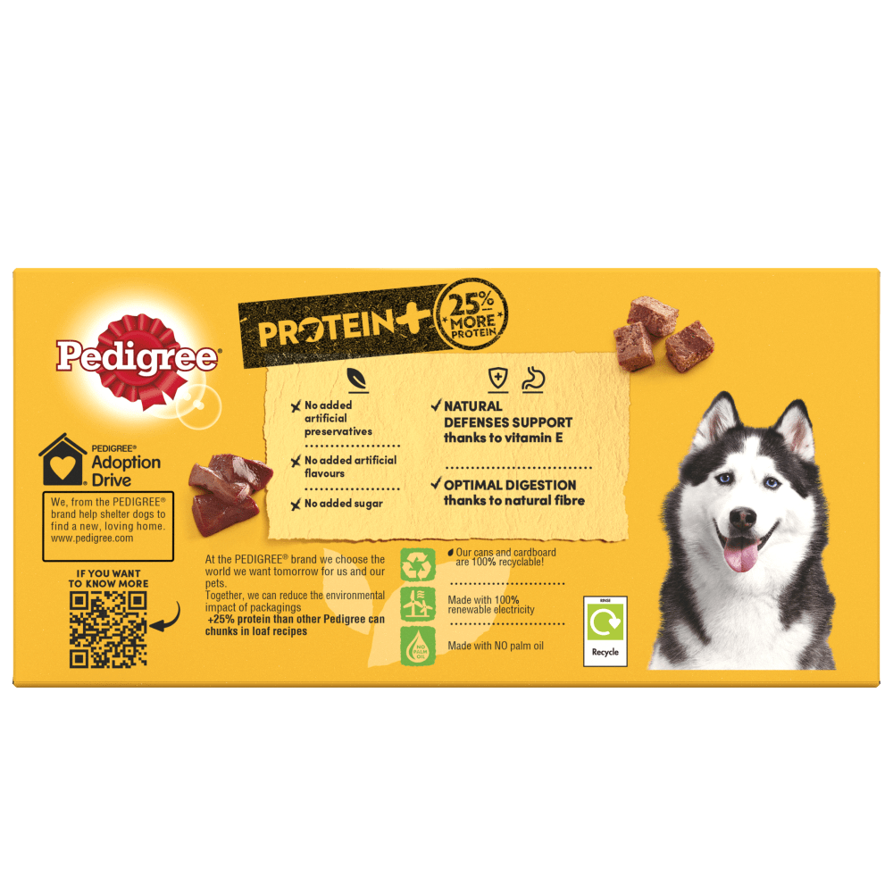 PEDIGREE® PROTEIN +™ Dog Tins Mixed Selection in Loaf 6 x 400g