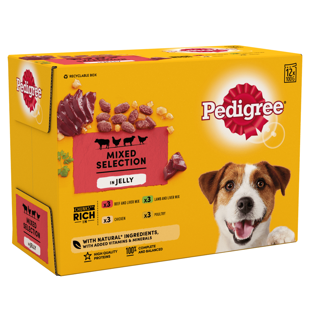 PEDIGREE® Mixed Selection in Jelly Adult Dog Pouches 12 x 100g & 40 x 100g Mega Pack