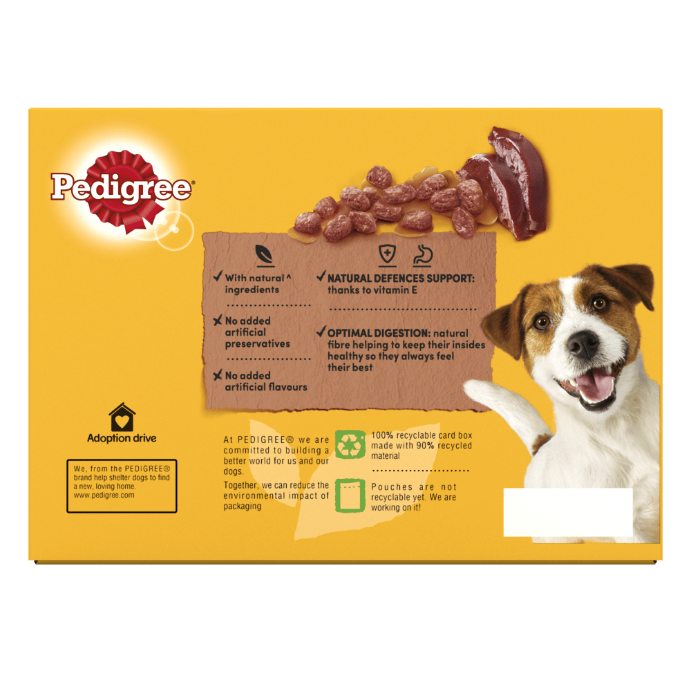 PEDIGREE® Farmer's Selection in Gravy Adult Wet Dog Food Pouches 12 x 100g, 40 x 100g