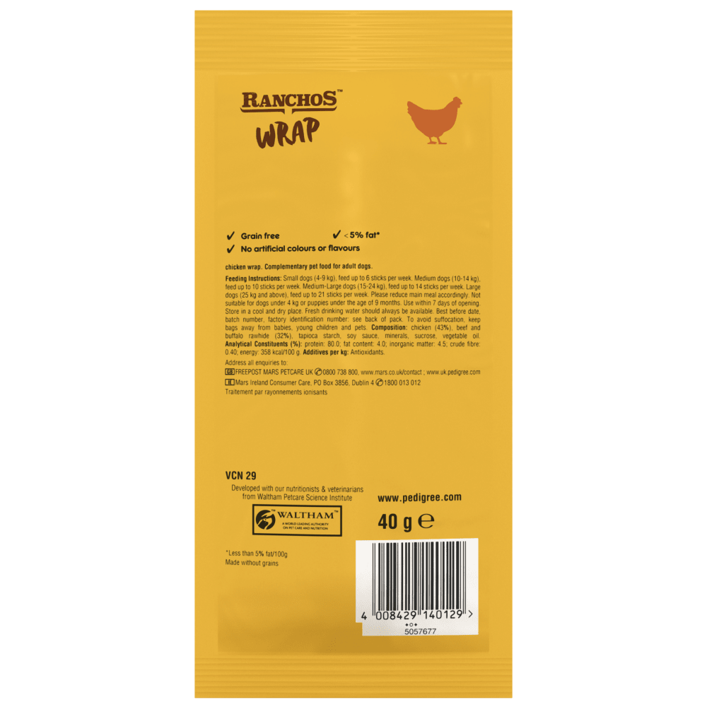 PEDIGREE® RANCHOS™ Wrap Dog Treats with Chicken 40g