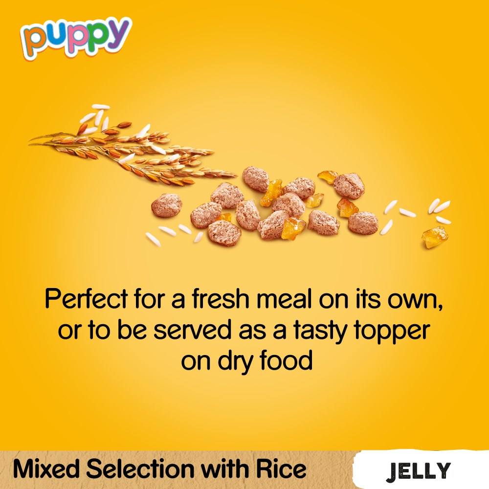 PEDIGREE® Puppy Mixed Selection with Rice in Jelly Wet Food Pouches 12 x 100g