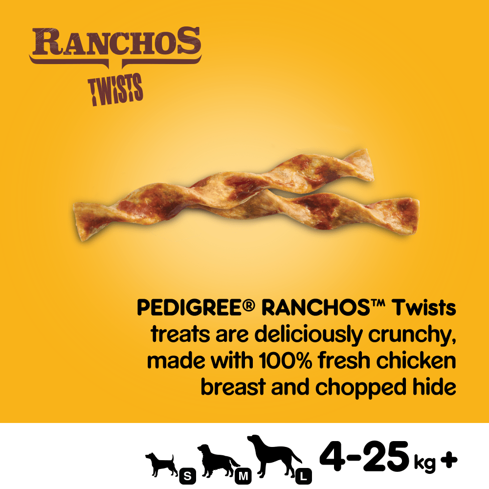 PEDIGREE® RANCHOS™ Twist Dog Treats with Chicken 40g