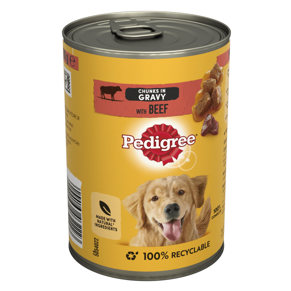 PEDIGREE® Chunks in Gravy with Beef Adult Wet Dog Food Tin 400g