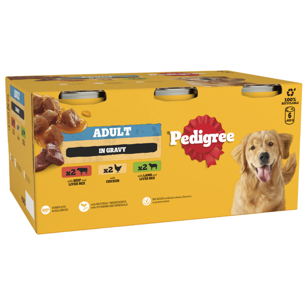 PEDIGREE® Adult Wet Dog Food Mixed Selection in Gravy 6 x 400g,12 x 400g Can