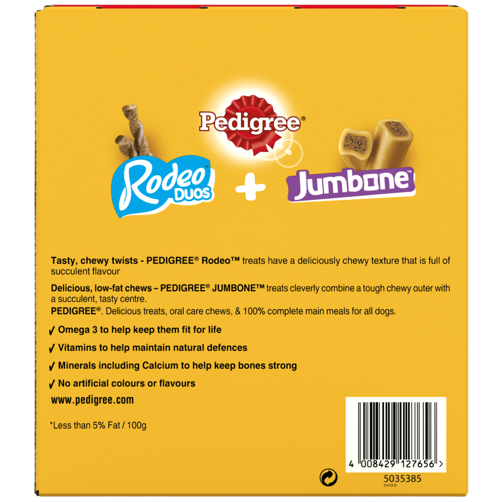 PEDIGREE® RODEO™ Duos & JUMBONE™ Medium Dog Treats Mega Box 28 Chews 780g