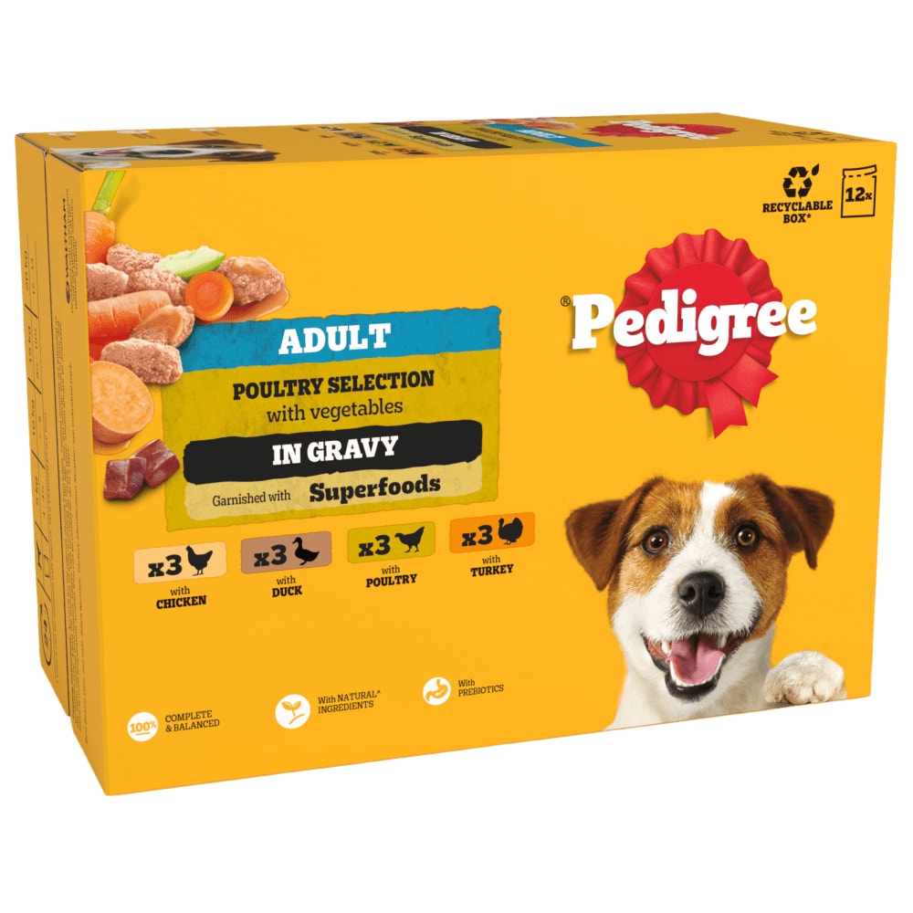 PEDIGREE® Adult Wet Dog Food Poultry Selection in Gravy 12 x 100g Pouch
