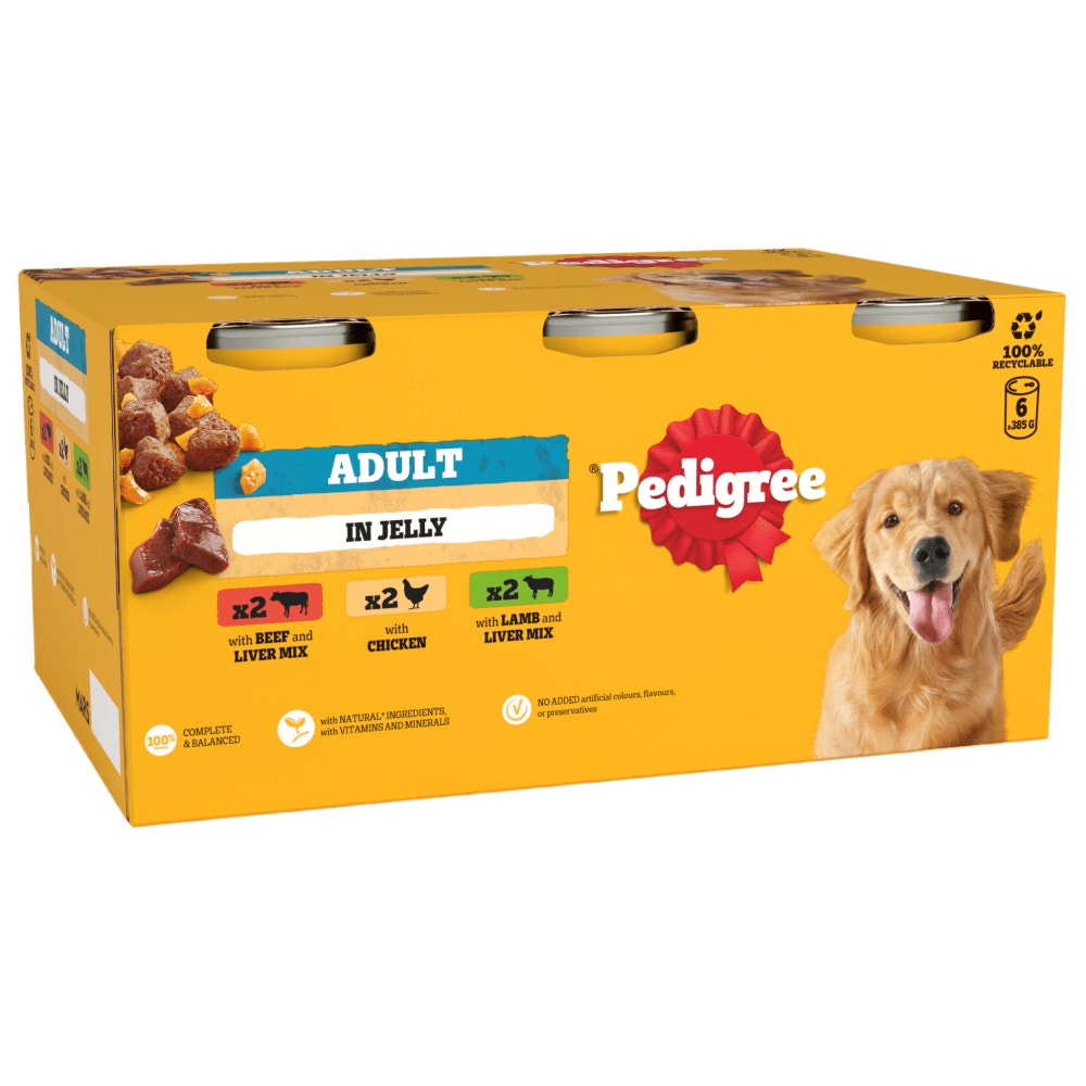 PEDIGREE® Adult Wet Dog Food Mixed Selection Chunks in Jelly 6 x 385g Can