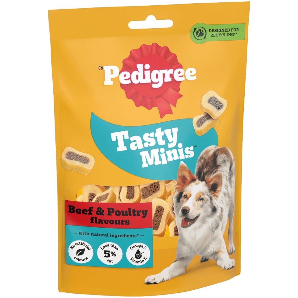 PEDIGREE® TASTY MINIS Adult Dog Treats Beef & Poultry Chewy Slices 155g