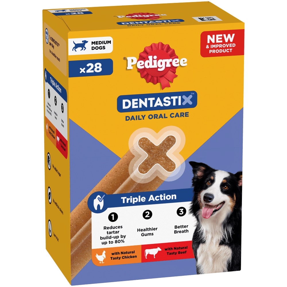 PEDIGREE DENTASTIX Daily Dental Chews Medium Dog 105 Sticks, 56 Sticks, 28 Sticks Chicken & Beef