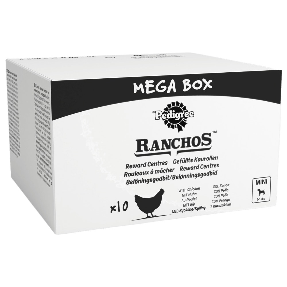 PEDIGREE® RANCHOS™ REWARD CENTRES Dog Chew Treat Chicken Mini 10x80g Mega Box