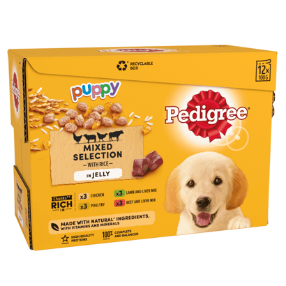 Puppy Mixed Selection with Rice in Jelly Wet Food Pouches