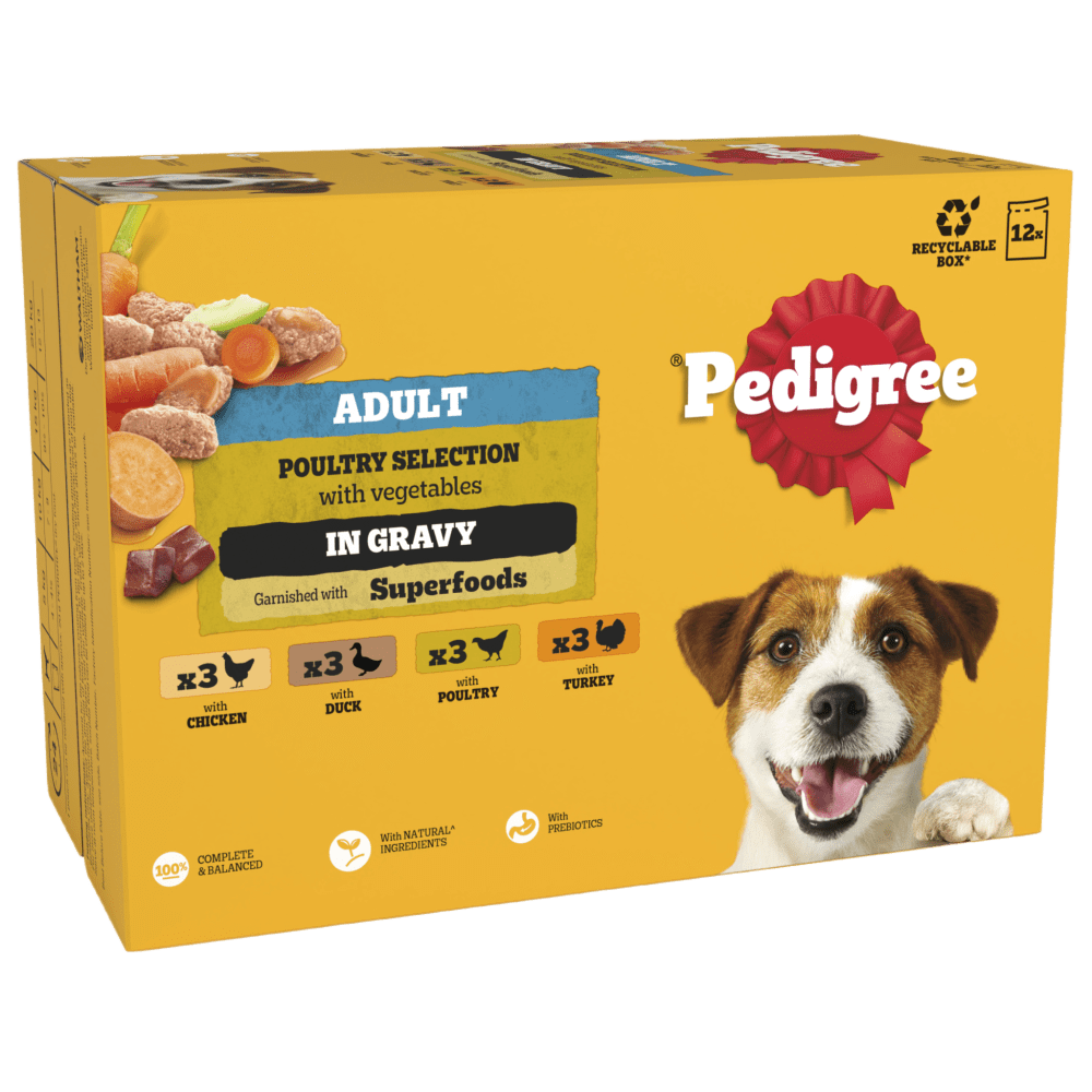 Adult Wet Dog Food Poultry Selection in Gravy Pouch