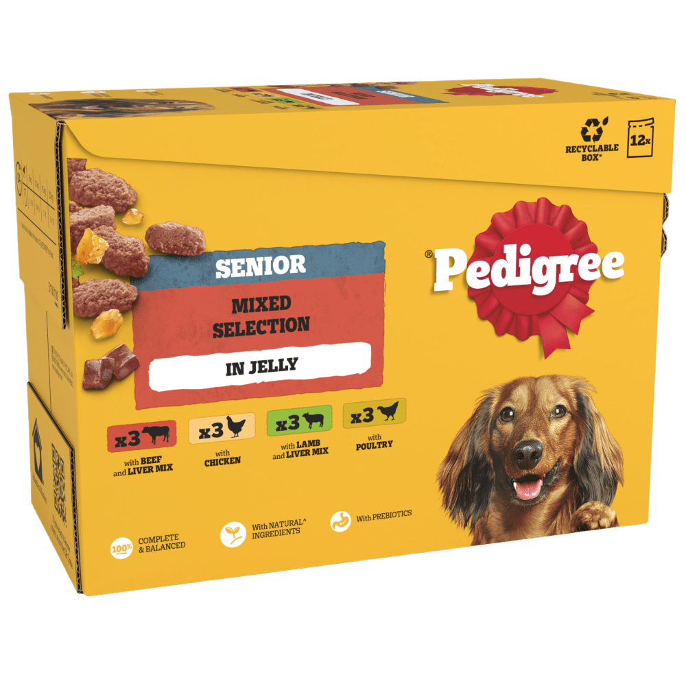 Senior Wet Dog Food Mixed Selection In Jelly Pouch