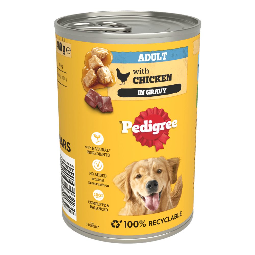 Adult Wet Dog Food Chunks in Gravy with Chicken Can