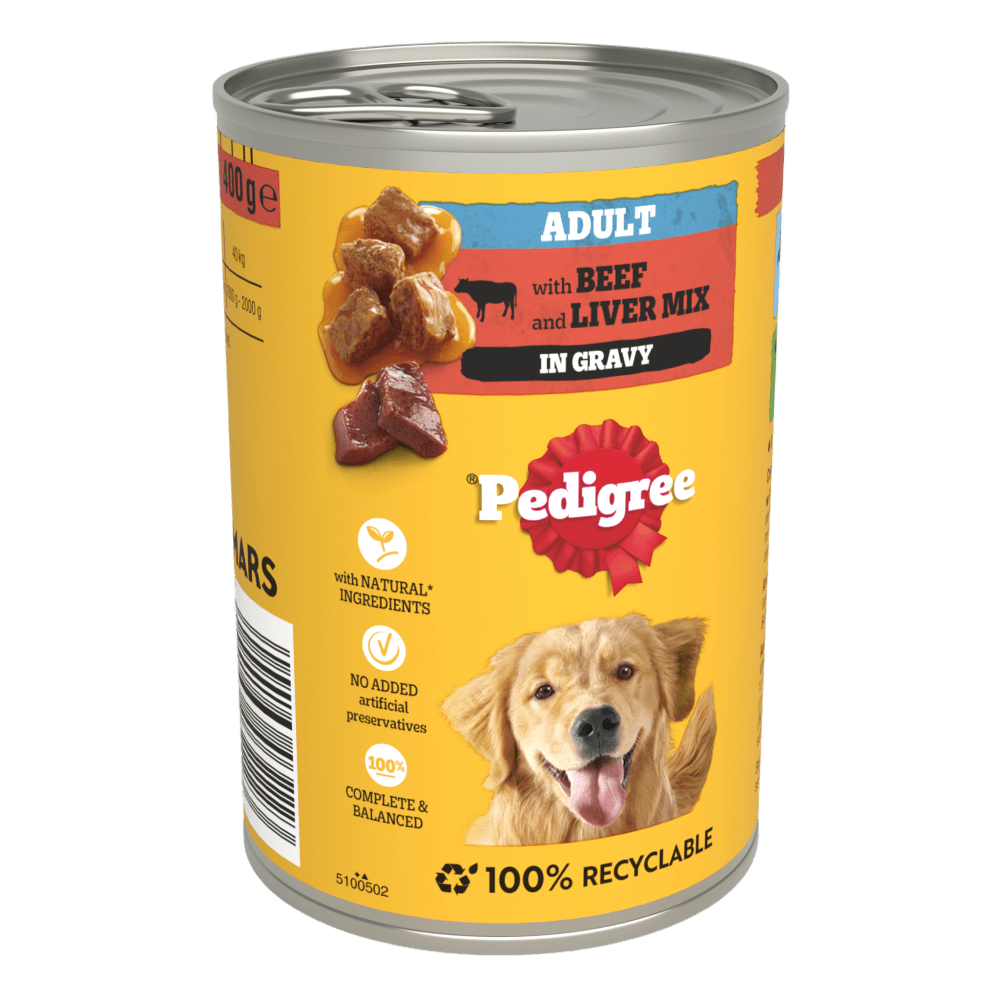 Adult Wet Dog Food Chunks in Gravy with Beef Can