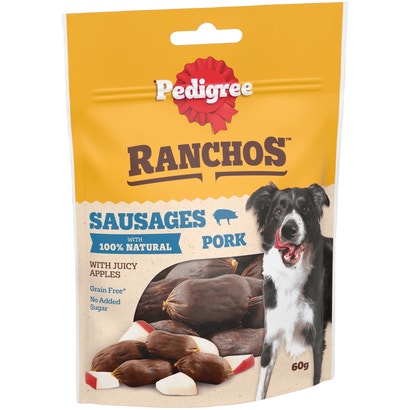 PEDIGREE® RANCHOS™ Sausages Dog Treats with 100% Natural Pork 60g