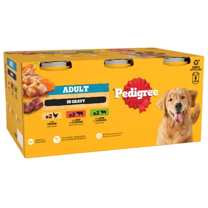 Adult Wet Dog Food Mixed Selection in Gravy Can