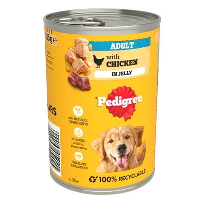 Adult Wet Dog Food Chunks in Jelly with Chicken Can