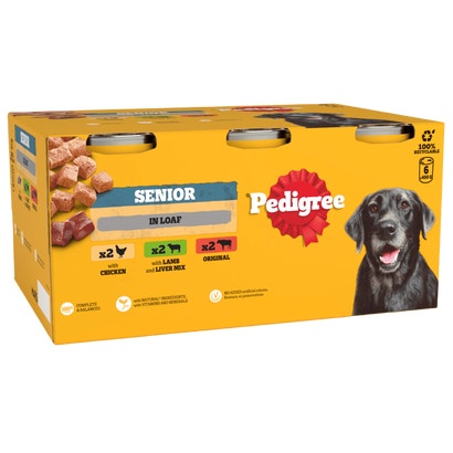 Senior Wet Dog Food Mixed Selection in Loaf Cans